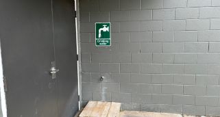Image of the outdoor water tap at the A.J. LaRue Arena.